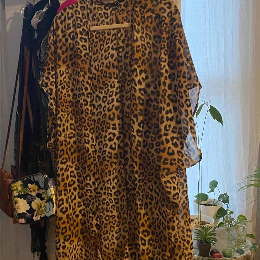 Sheer Animal Print Kimono Cardigan/Cover Up.